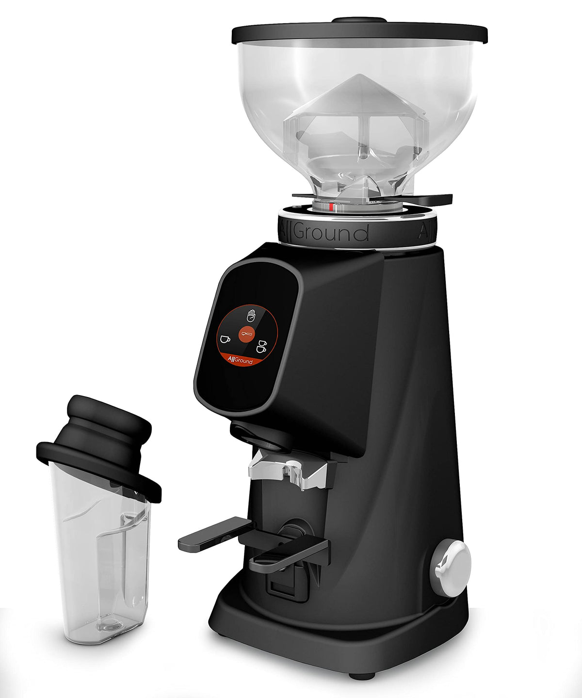 Fiorenzato AllGround - Molinillo de café, color negro vanta; panel de control con aplicaciones cromadas, para el grado perfecto de molienda para café espresso, moca y café filtrante