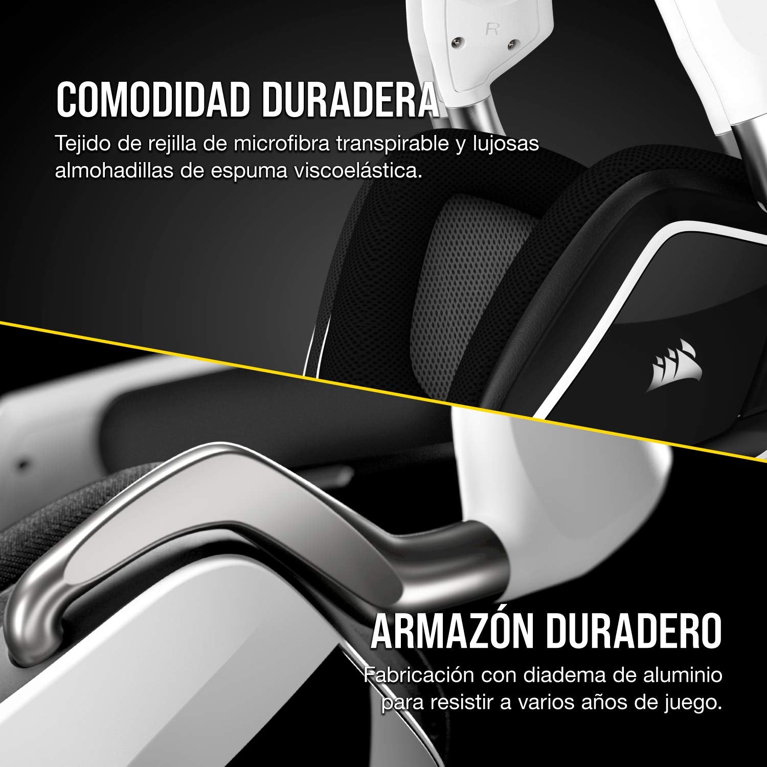 Corsair VOID RGB ELITE Auriculares Inalámbricos para Juegos - Sonido Envolvente 7.1 - Micrófono Omnidireccional - Almohadillas de Malla de Microfibra - Compatible iCUE - PC, Mac, PS5, PS4 - Blanco