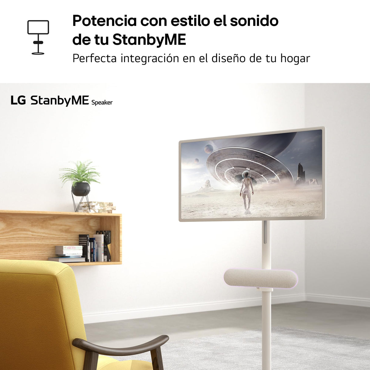 LG StanbyME XT7S - Altavoz Bluetooth Portátil, Sonido Envolvente, Resistencia al Agua IPX5, hasta 16 Horas de Batería, Ideal para StandbyME, Anillo Ajustable, Iluminación, Potencia 20 W
