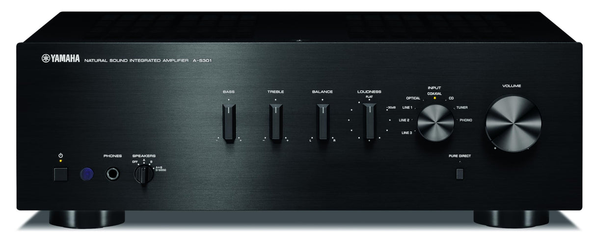 Yamaha AS-301 - Amplificador integrado estéreo de 95 W por canal, negro