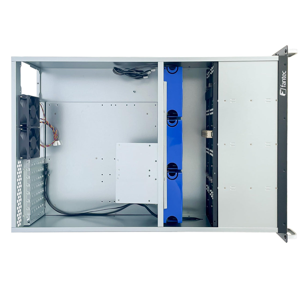 Fantec SRC-4240X07 - Recinto de Almacenamiento de 19" Rack para 24 Discos Duros de 3,5" SAS/SATA, Indicadores LED, Ventilador, Color Plata