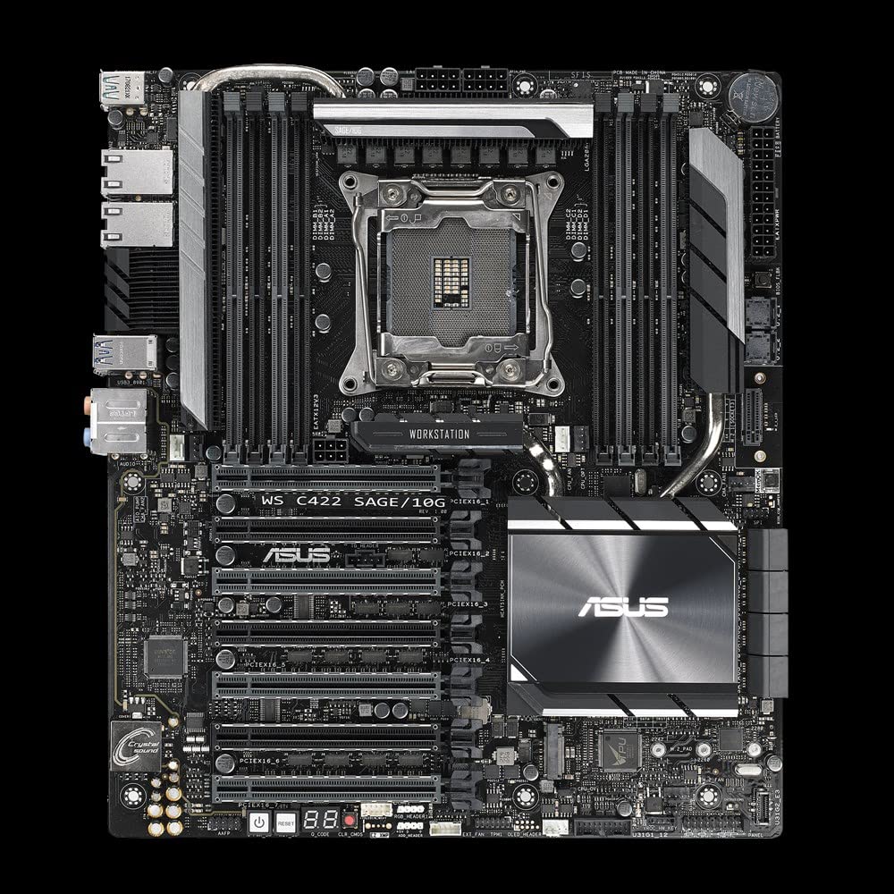 ASUS WS C422 SAGE/10G placa base para - Servidor (Intel, LGA 2066 (Socket R4), 14 nm, DDR4-SDRAM, 2133,2400,2666 MHz, 512 GB)