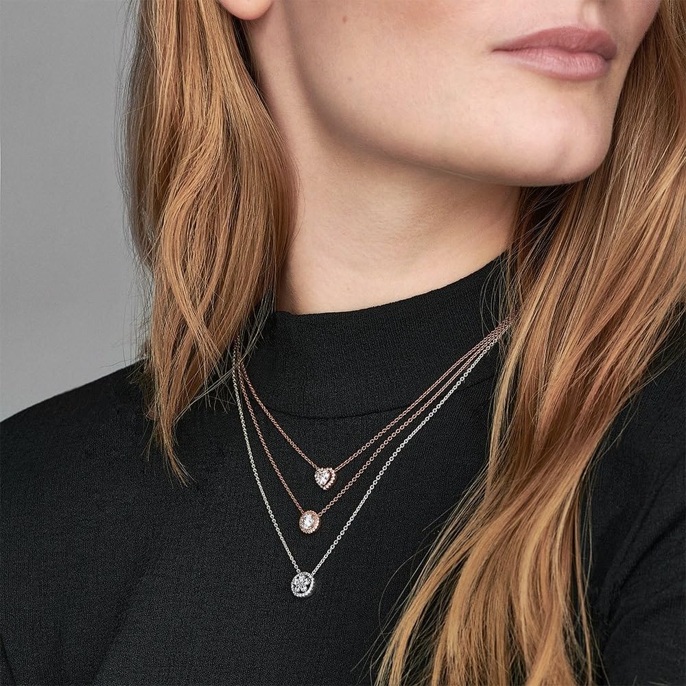 Pandora Timeless Collar con diseño de corazón centelleante chapado en oro de 14 quilates con circonita cúbica transparente