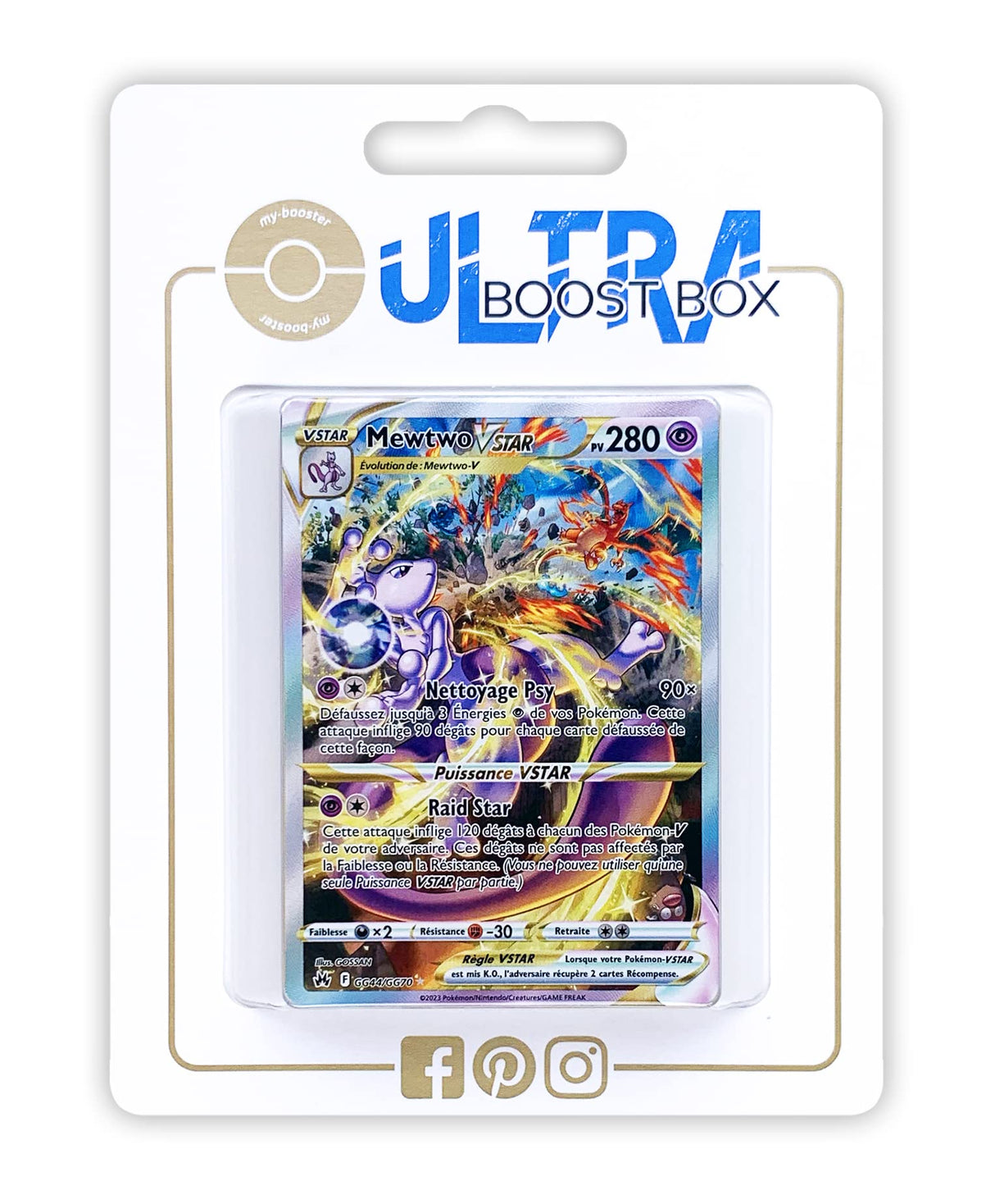 Mewtwo VSTAR GG44/GG70 Alternativo Pokémon Gallery Secreta - Ultraboost X Epée et Bouclier 12.5 Zénith Suprême - Box de 10 Cartas Pokémon Francés