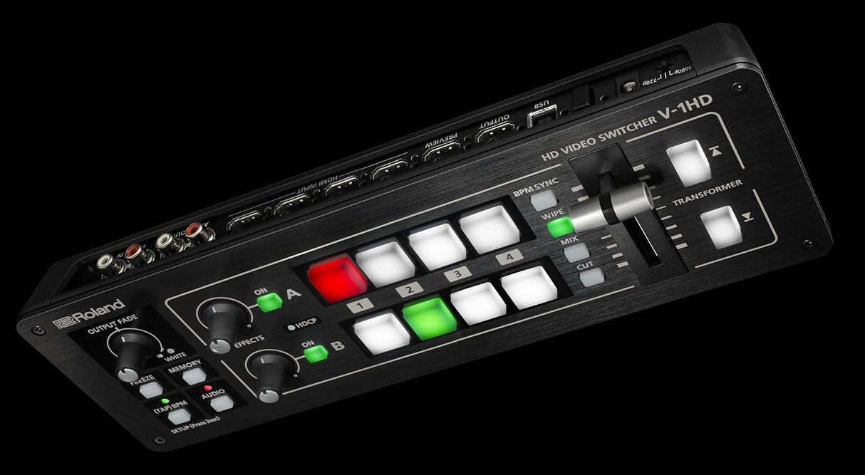 Conmutador de vídeo Roland V-1HD — Admite hasta Full HD 1080p, 4 entradas HDMI, negro