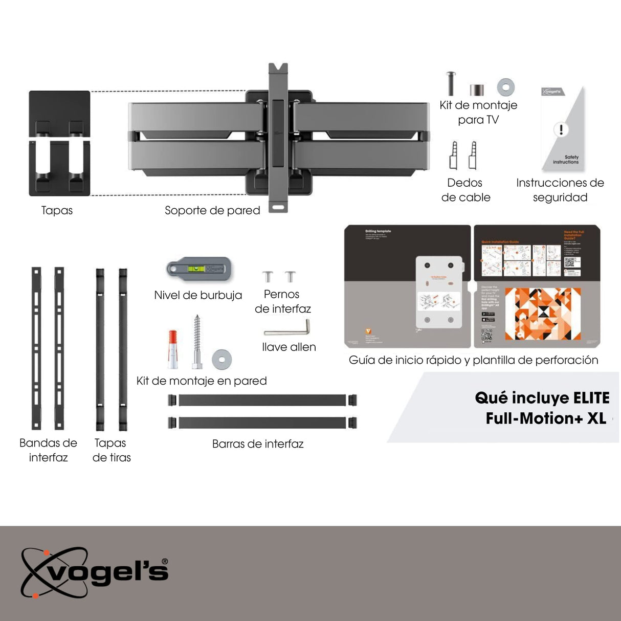 Vogel's Elite TVM 5855 Ultra Fuerte Soporte TV Giratorio para TV Grandes y Pesados de hasta 100 Pulgadas y con un Peso máx. de 75 kg, Gira hasta 180°, Máx. VESA 600x400, Compatibilidad Universal