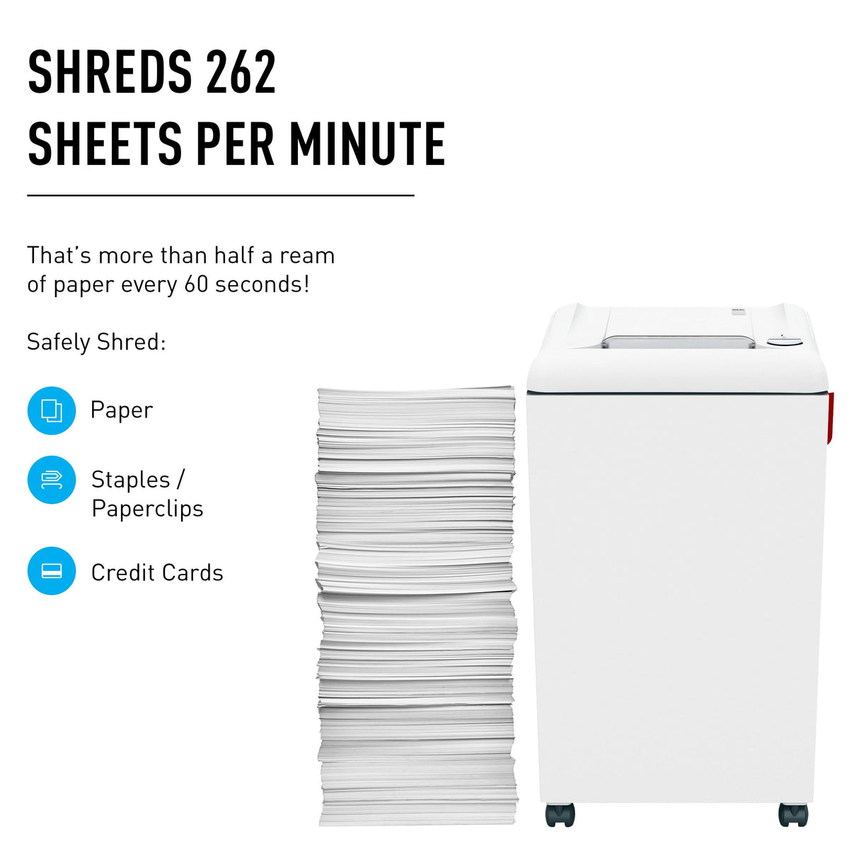 IDEAL 2503 - Destructora de Documentos, Nivel de Seguridad P-5, Corte Cruzado 2 x 15 mm, Capacidad de 10 Hojas, Bandeja de 75 l, Conforme a RGPD, destruye también Tarjetas de crédito, Clips/Grapas