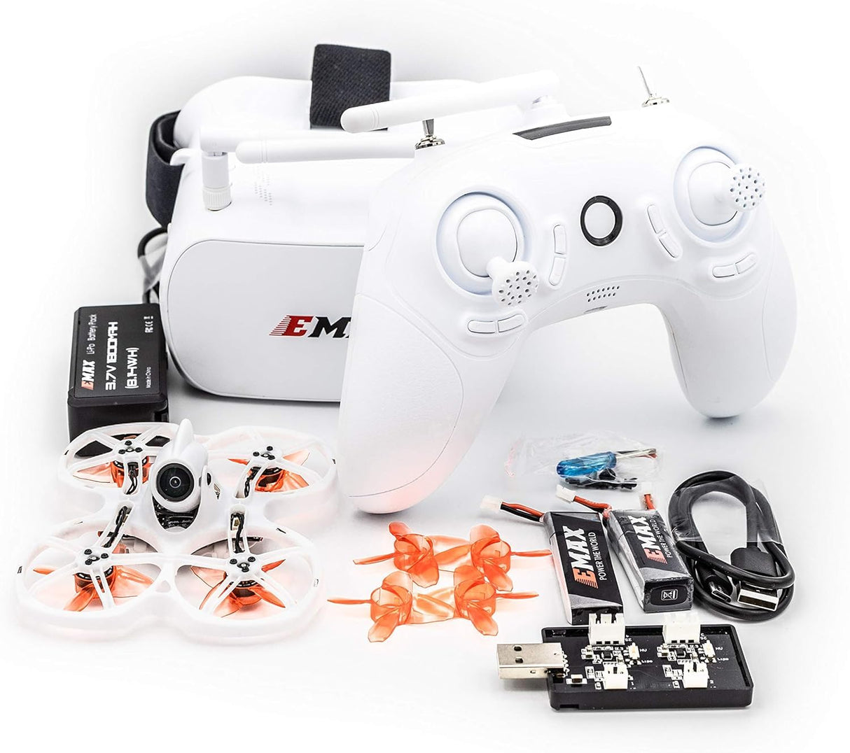 EMAX Tinyhawk II FPV Drone RTF Kit, Vista en Primera Persona Drone con Cámara Runcam Nano 2, 25-100-200 VTX Conmutable, Mini Drone con Gafas y E6 Transmisor para Niños Adultos Principiantes