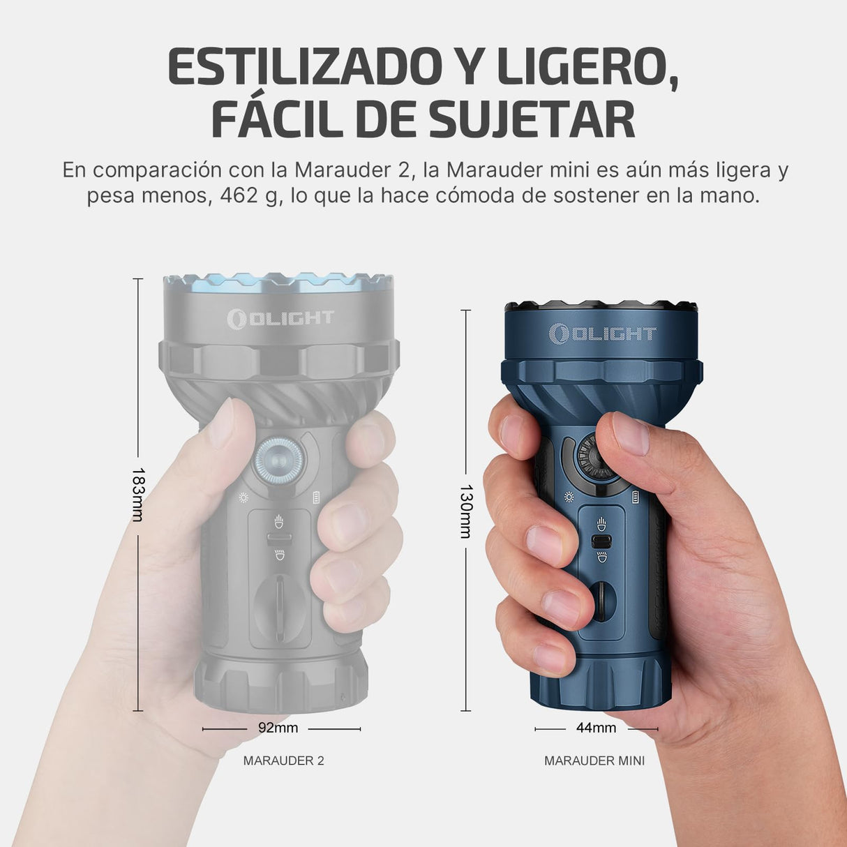 OLIGHT Marauder mini Linterna Tรกctica LED Linterna de Alta Potentcia Recargable 7000 Lรบmenes 600 Metros 35.5 Horas Max. Linterna Prรกctica de Trabajo Exterior al Aire Libre(Azul Oscuro)
