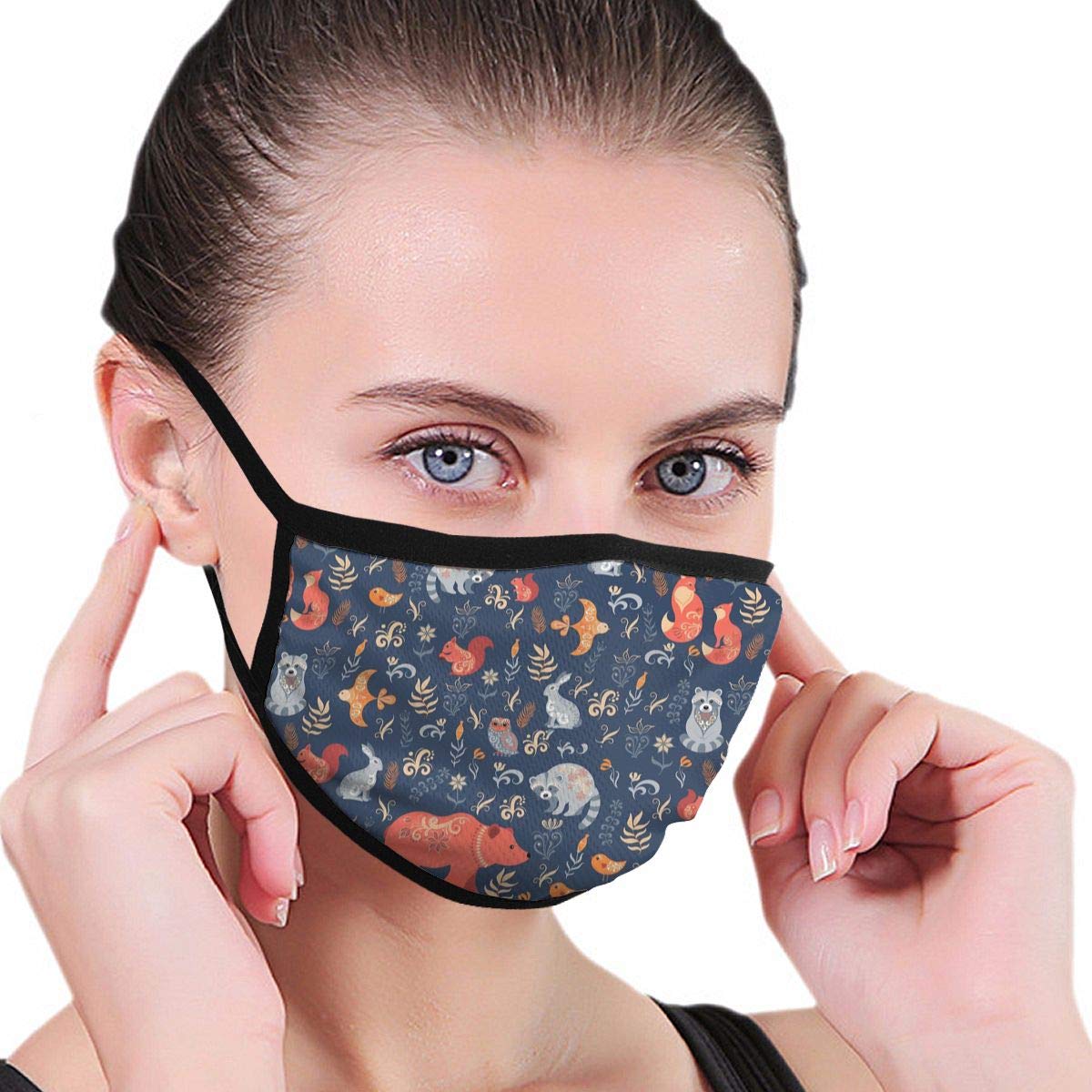 Fairy Tale Forest Animal Bear Unisex Adult Anti Dust Cover Face Cover Mouth Cover Black