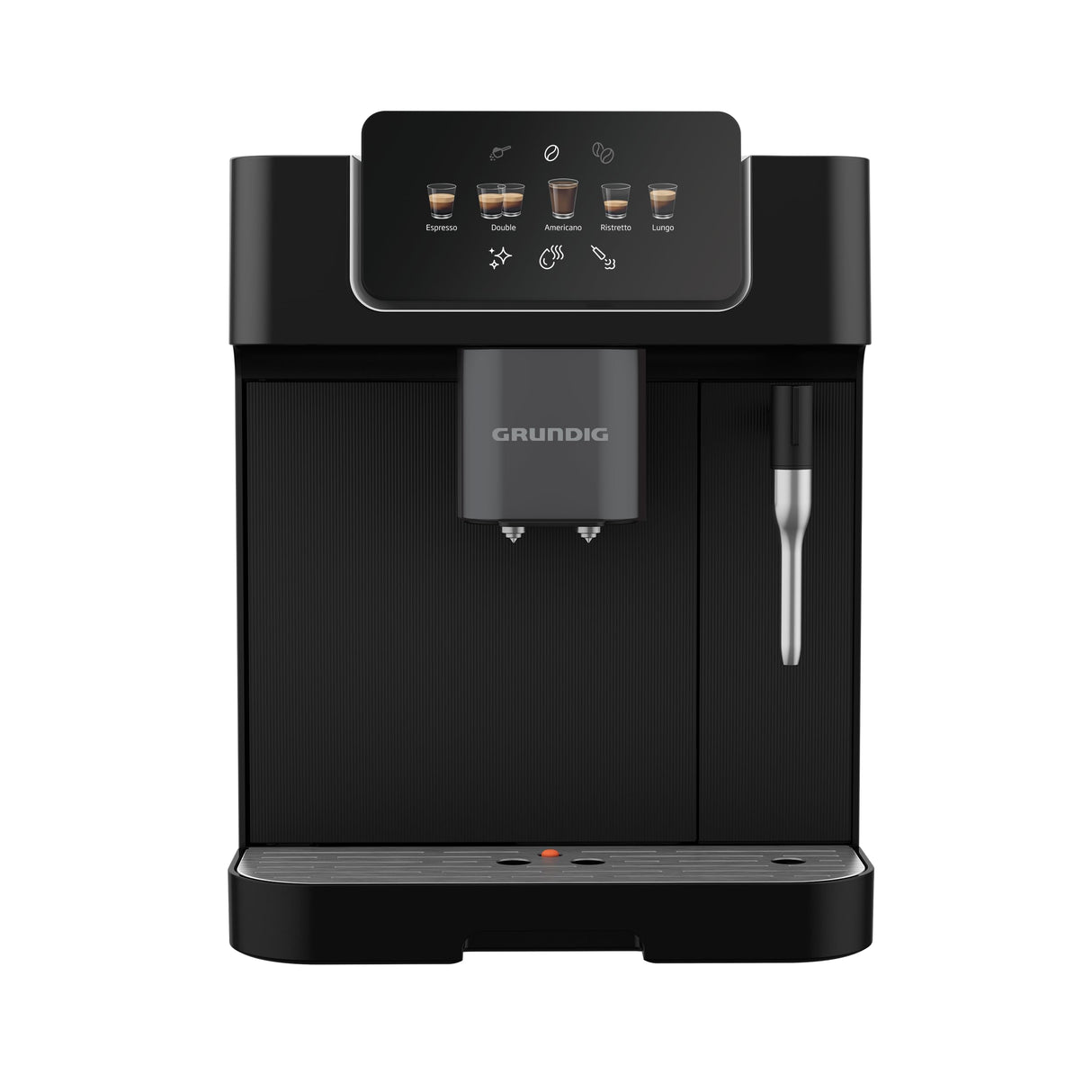 Grundig KVA 6230 - Cafetera automática con boquilla para espumar leche, mecanismo de acero inoxidable con 13 grados de molienda, depósito de granos de 250 g, depósito de agua extraíble de 2 litros,