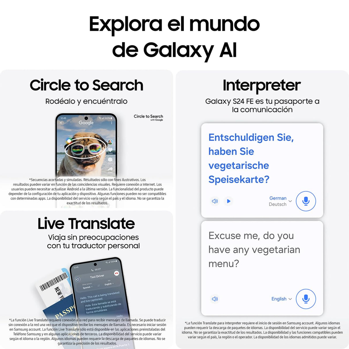 Samsung Galaxy S24 FE 256GB + Cargador - Teléfono Móvil con IA, Smartphone Android, 8 GB RAM, Cámara 50MP, Batería Larga Duración, Libre, Menta (Versión Española)