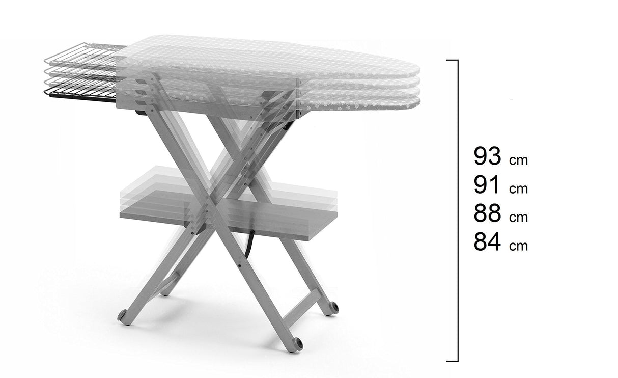 Arredamenti Italia Stirocomodo (621)- Tabla de Planchar Plegable, Hecha en Madera de Haya Maciza, Ajustable 4 Alturas 84-88 - 91-93 cm x 135 cm (Ancho), Acabado Natural