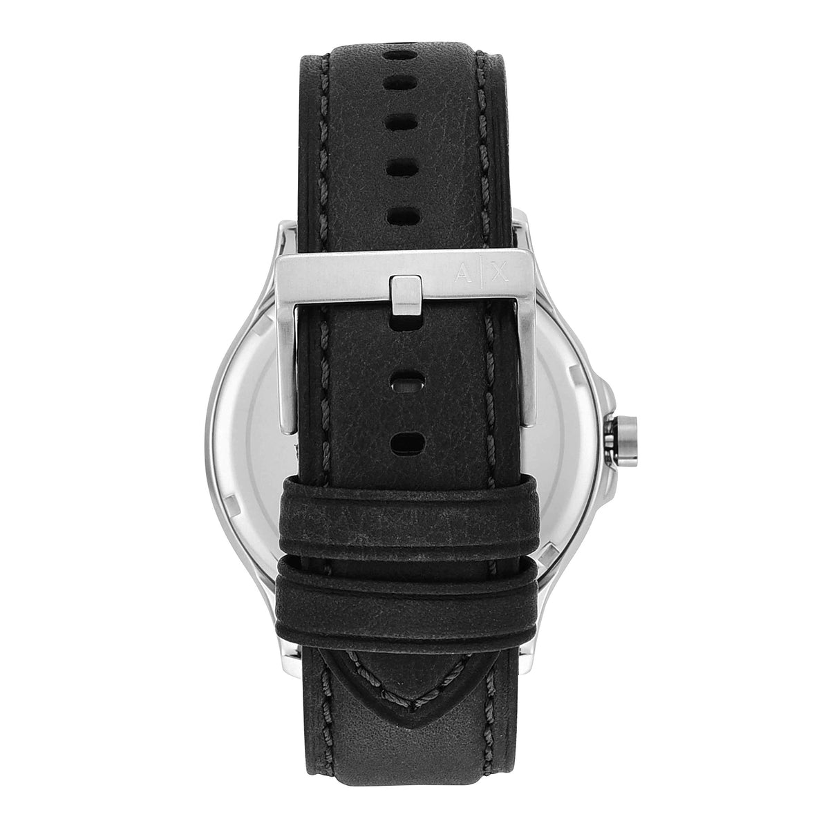 Armani Exchange Reloj hombre, Movimiento cronógrafo de cuarzo y caja de 46mm con correa de piel, Negro y Gris