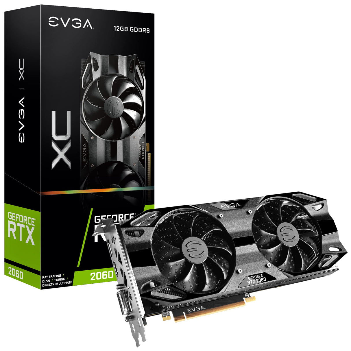 EVGA GeForce RTX 2060 12GB XC Gaming, 12G-P4-2263-KR, 12GB GDDR6, Dual Fans, Placa Trasera de Metal, Negro