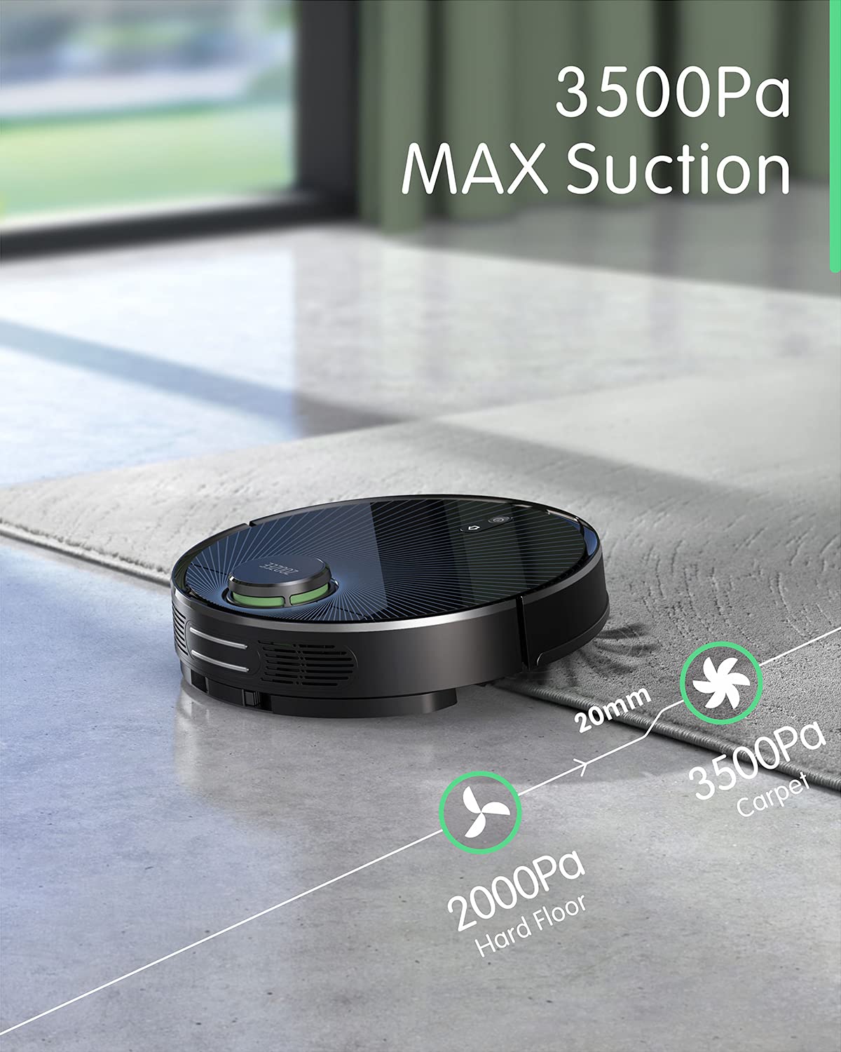 zoozee Z70 Robot Aspirador y fregasuelos con LiDAR navegador láser, succión de 3500 Pa y 5200mAh, Ideal Mascotas - Sugerencias Personalizadas - 5GHz Wifi-Compatible con tu Asistente de Voz