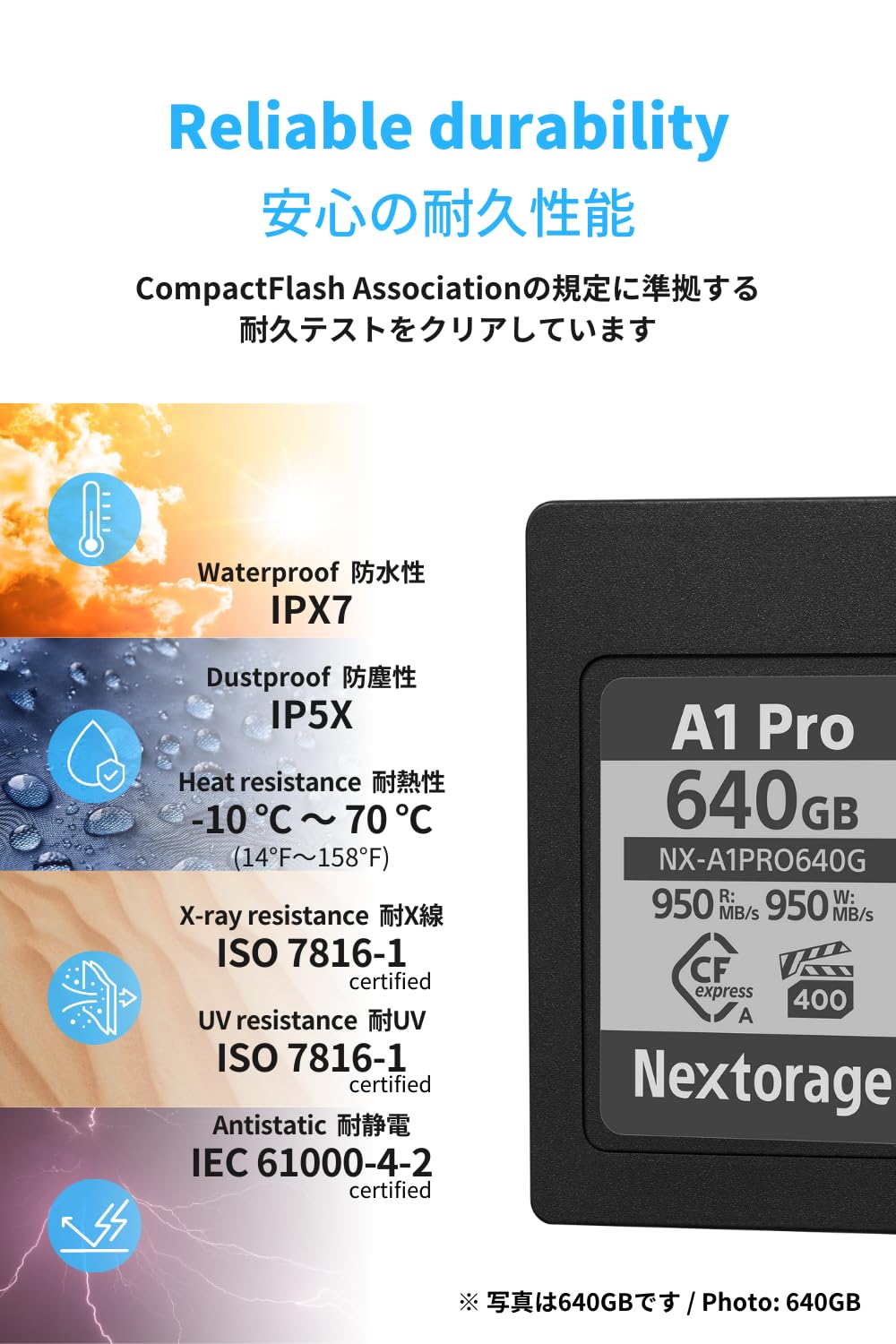 Nextorage Tarjeta CF-Express 2.0 Tipo A NX-A1SE 1920GB VPG 200 Lectura 950MB/s Escritura 950MB/s