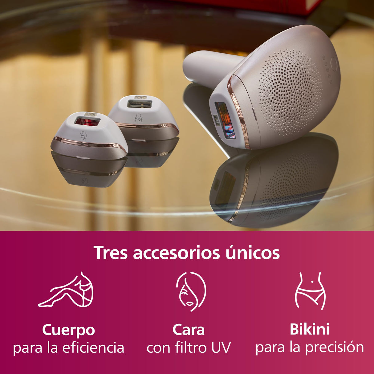 Philips Lumea Serie 7000, Depiladora Luz Pulsada, IPL, Piel Suave Desde Casa, Con Funda, Accesorios para el Cuerpo, Cara y Zona del Bikini, Alternativa a Depilación Láser. SC1999/00