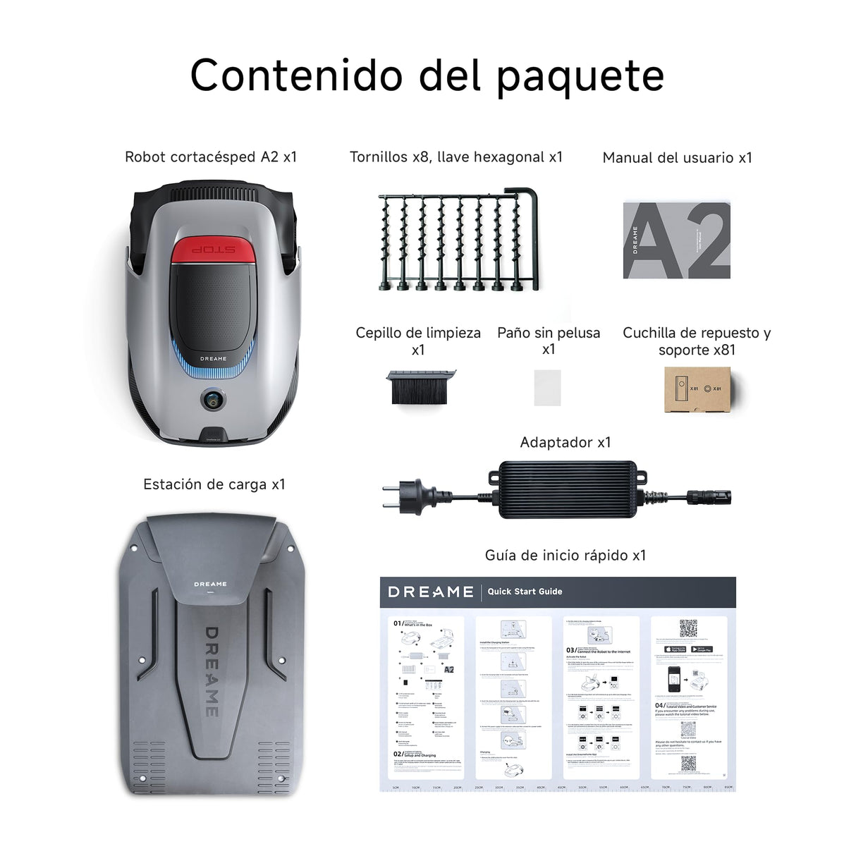 DREAME A2 Cortacésped Robótico, Evitación de Obstáculos por AI OmniSense 2.0, Configuración Automática de Límites, Mapeo de Doble Fusión, Sistema de Corte EdgeMaster, Para Pendientes de Hasta 26,5°