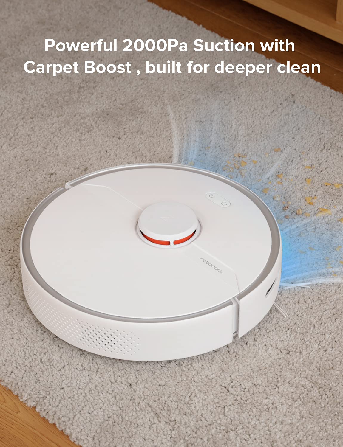 roborock S6 Pure - Robot de Limpieza y succión (Potencia de aspiración 2000Pa, batería 150min, Polvo de 460ml, Agua de 180ml, 69dB, algoritmo de Ruta Adaptable, Control por App y Voz) Blanco, R100004A