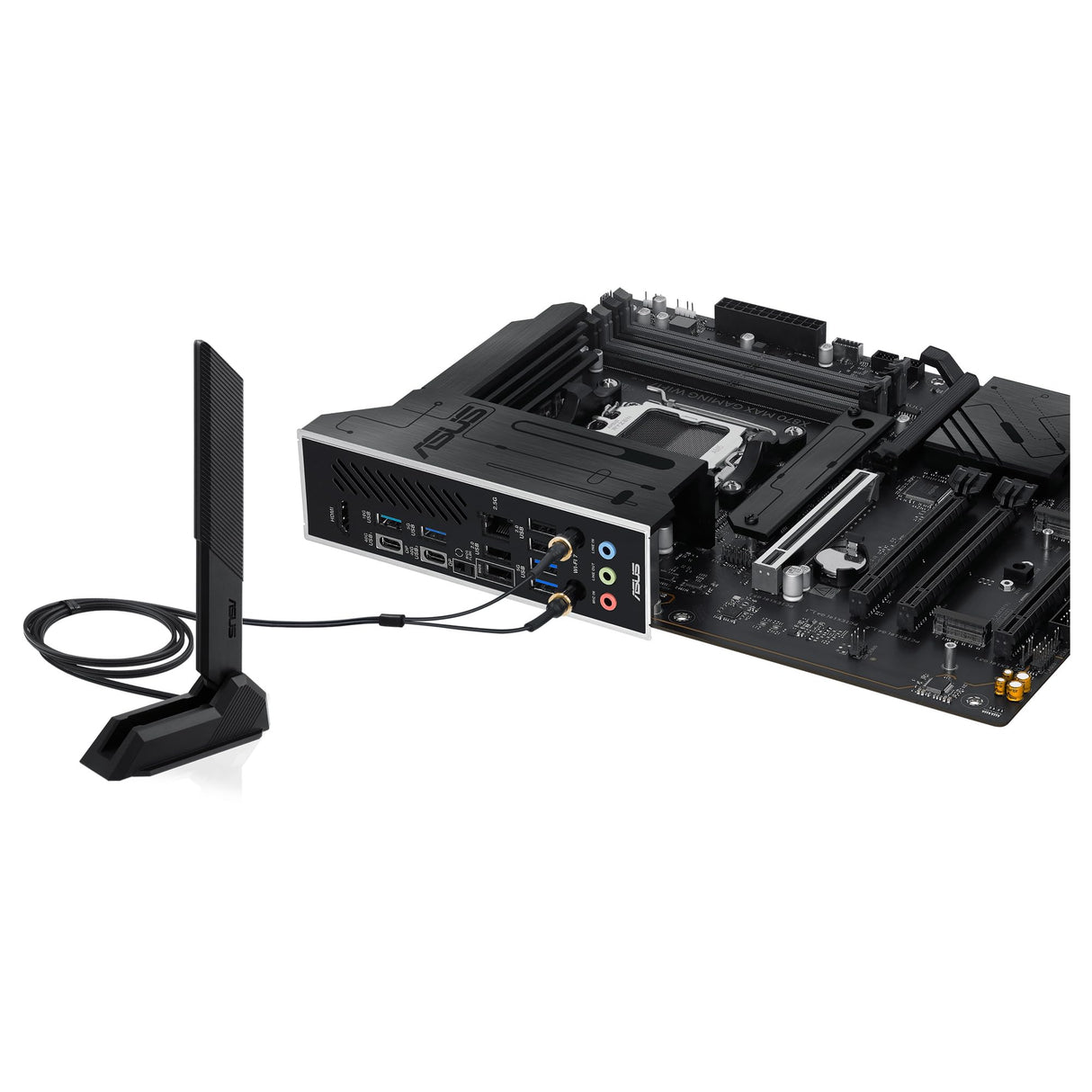 ASUS X870 MAX Gaming WIFI7 - Placa Base AMD X870 ATX, Negro, 12+2+1 DrMOS, DDR5, PCIe 5.0, Q-Release, M.2, WiFi 7, WiFi Q Antenna, 2.5Gb Ethernet, HDMI, USB4, USB Tipo-C, BIOS Flashback, Aura Sync