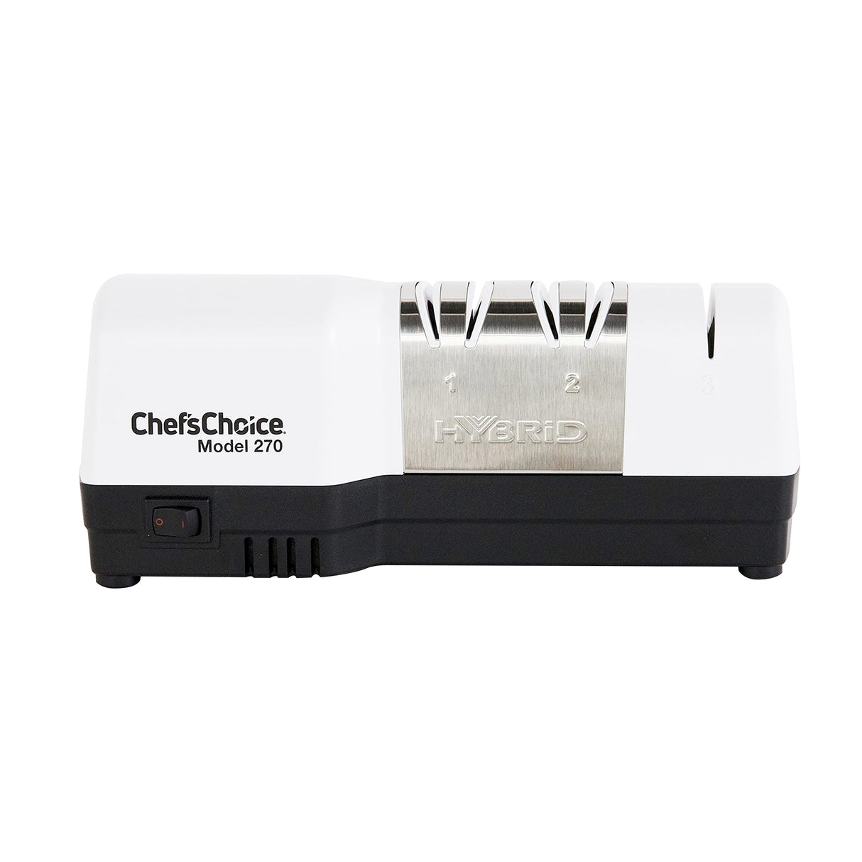Chef's Choice - Cuchillo híbrido de diamante que combina afilado eléctrico y manual para cuchillos rectos y dentados de 20 grados, 3 etapas, color blanco