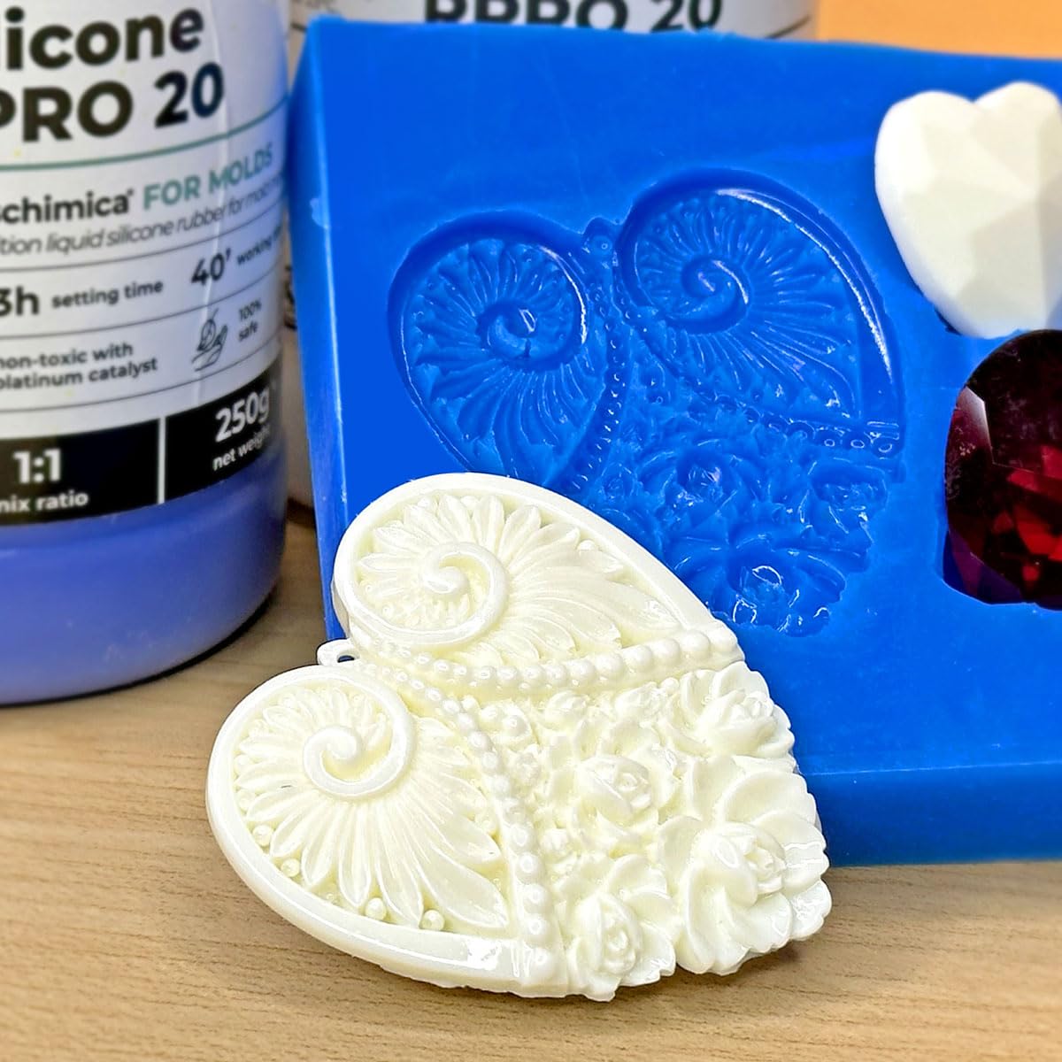 Silicona Líquida para la Fabricación de Moldes de Silicona R PRO 20, No Tóxica Y Rápida 1:1 Caucho Silicona para Moldes de Resina DIY, Fundición, Manualidades (4 kg)