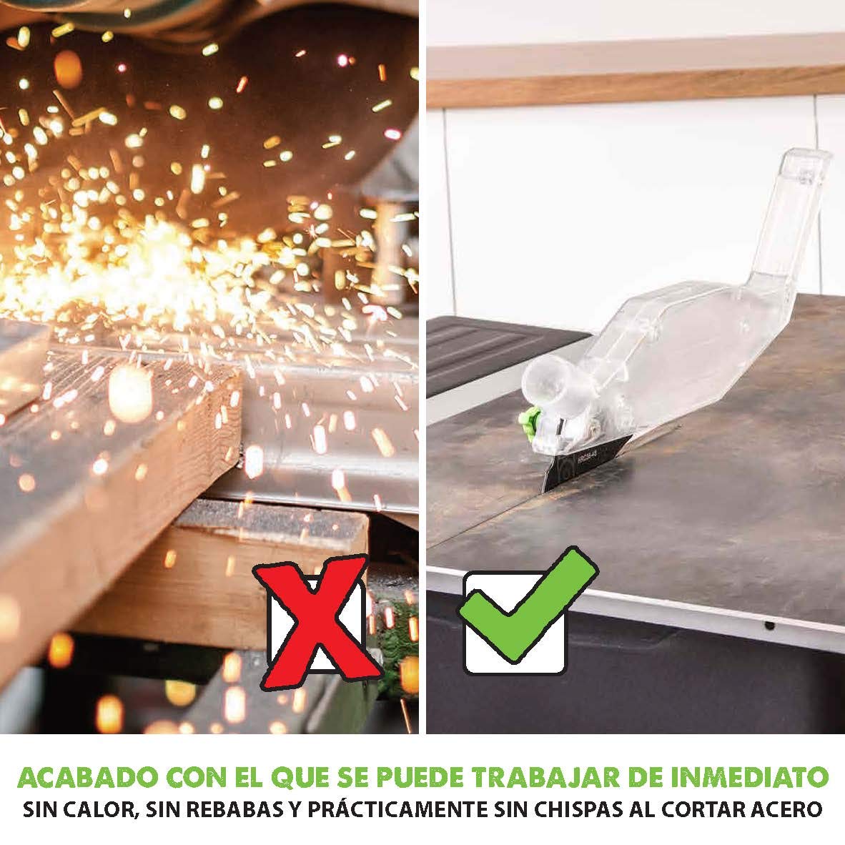 Evolution Power Tools Fury 5-S Sierra de mesa multimaterial, Corta acero dulce, aluminio, plástico, madera con clavos incrustados, 230 V