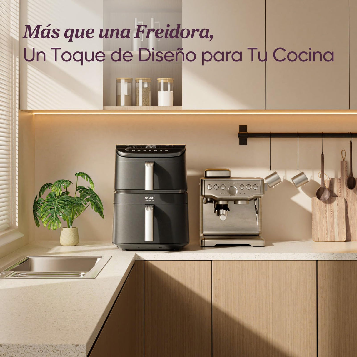 Cosori Turbo Tower Pro Freidora de Aire 10.8L 2630W, Revestimiento Cerรกmico y Doble Cesta, Tecnologรญa Avanzada con Motor DC y Dual Blaze, Ahorro de Energรญa y Mรกs Rรกpida, 7 Funciones, Ahorra de Espacio