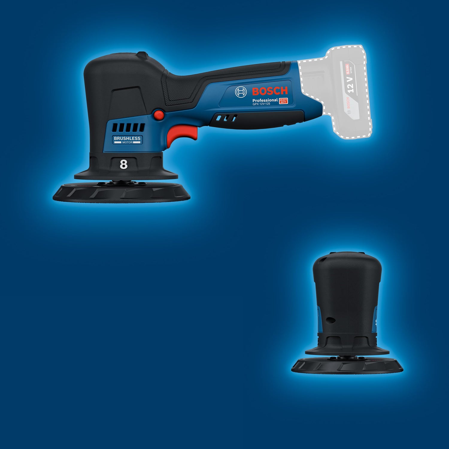 Bosch Professional 12V System pulidora a batería GPX 12V-125 (incl. herramienta con plato de caucho montado con cierre por contacto de 125 mm, plato de espuma de corte y pulido de 125 mm)