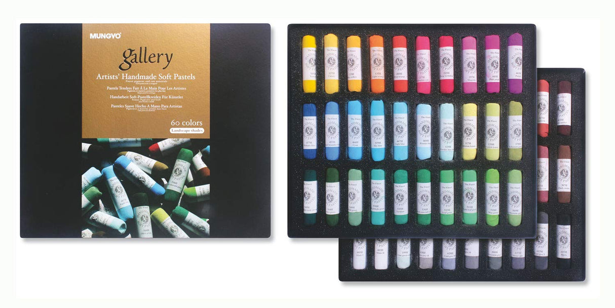 Mungyo MPHM-60L - Gallery Artists' Handmade Soft Pastels Portrait Shades, 60 piezas de pasteles hechos a mano de calidad artística, textura suave