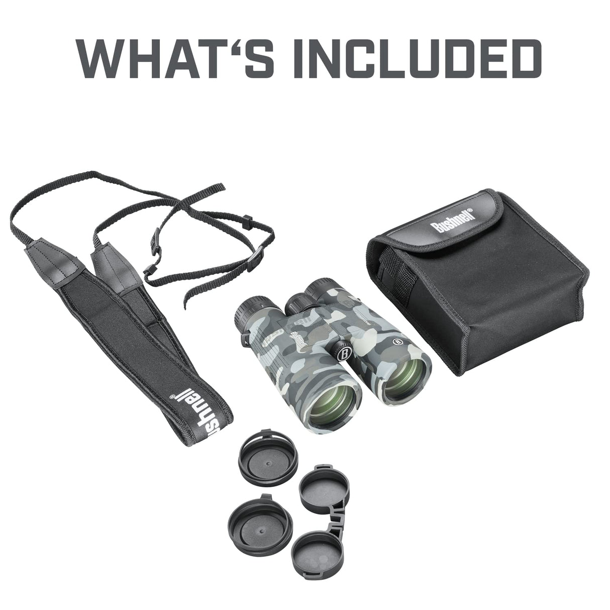 Bushnell Prismáticos Impermeables IPX7 Multiusos 10x42 con Lentes Totalmente revestidas y Armadura de Goma Duradera en Camuflaje Negro BBC1042W