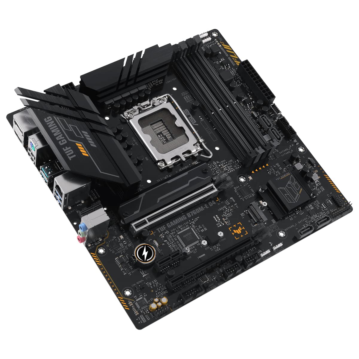 TUF GAMING B760M-E D4 - Placa base Intel B760 (LGA 1700) mATX con DDR4, PCIe 4.0, 2x M.2, 10+1 DrMOS, 2.5Gb Ethernet, M.2 vertical (Key E), Wi-Fi, USB 3.2 Gen 2 Tipo A, USB 3.2 Gen 2 Tipo C, Aura Sync