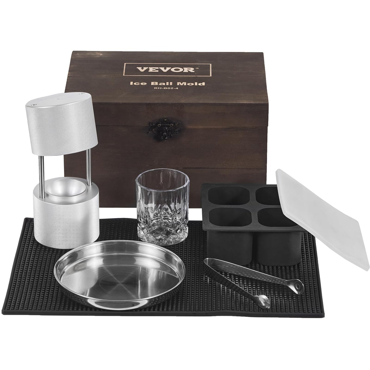 VEVOR Kit de Prensa de Bolas de Hielo Prensa de Hielo de Aleación de Aviación con Molde para Bloques de Hielo Fabricador de Bolas de Hielo Redondas de 60 mm, para Whisky, Cócteles en Fiestas