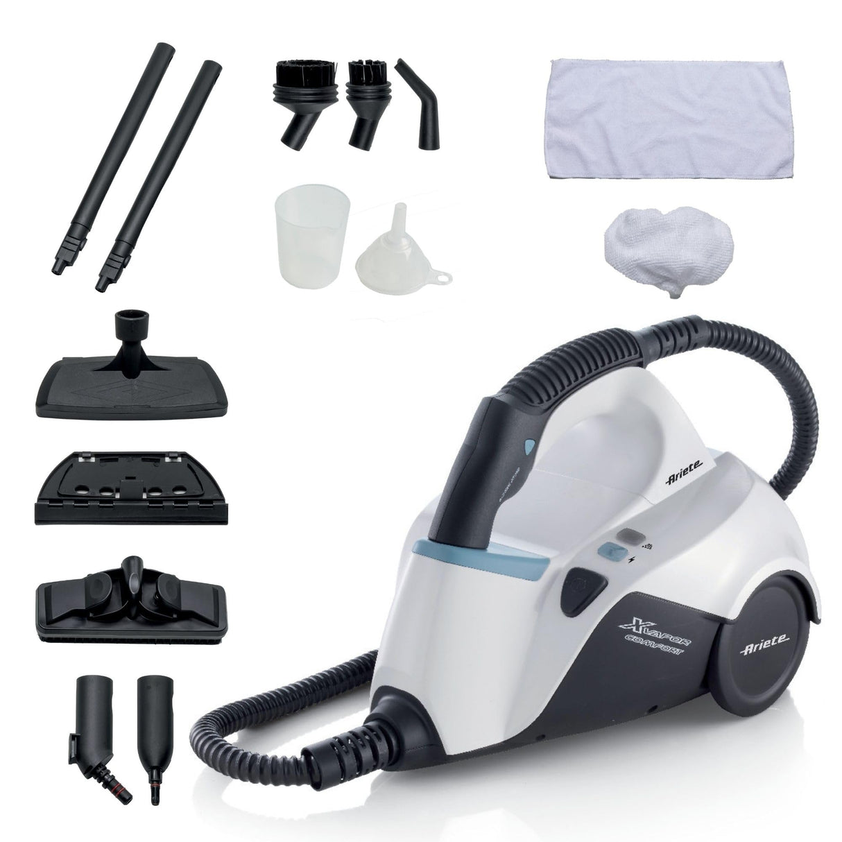 Ariete 4145/2 Limpiadora de vapor con 10 accesorios, 1500 W, color blanco