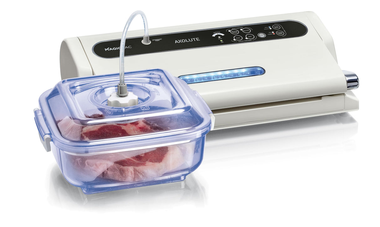 Magic Vac Axolute, Máquina Envasadora al Vacío Multifunción Profesional para Bolsas al Vacío, con Potente Motor y Kit de Envasado al Vacío, Sistema Patentado Made in Italy, Color Blanco