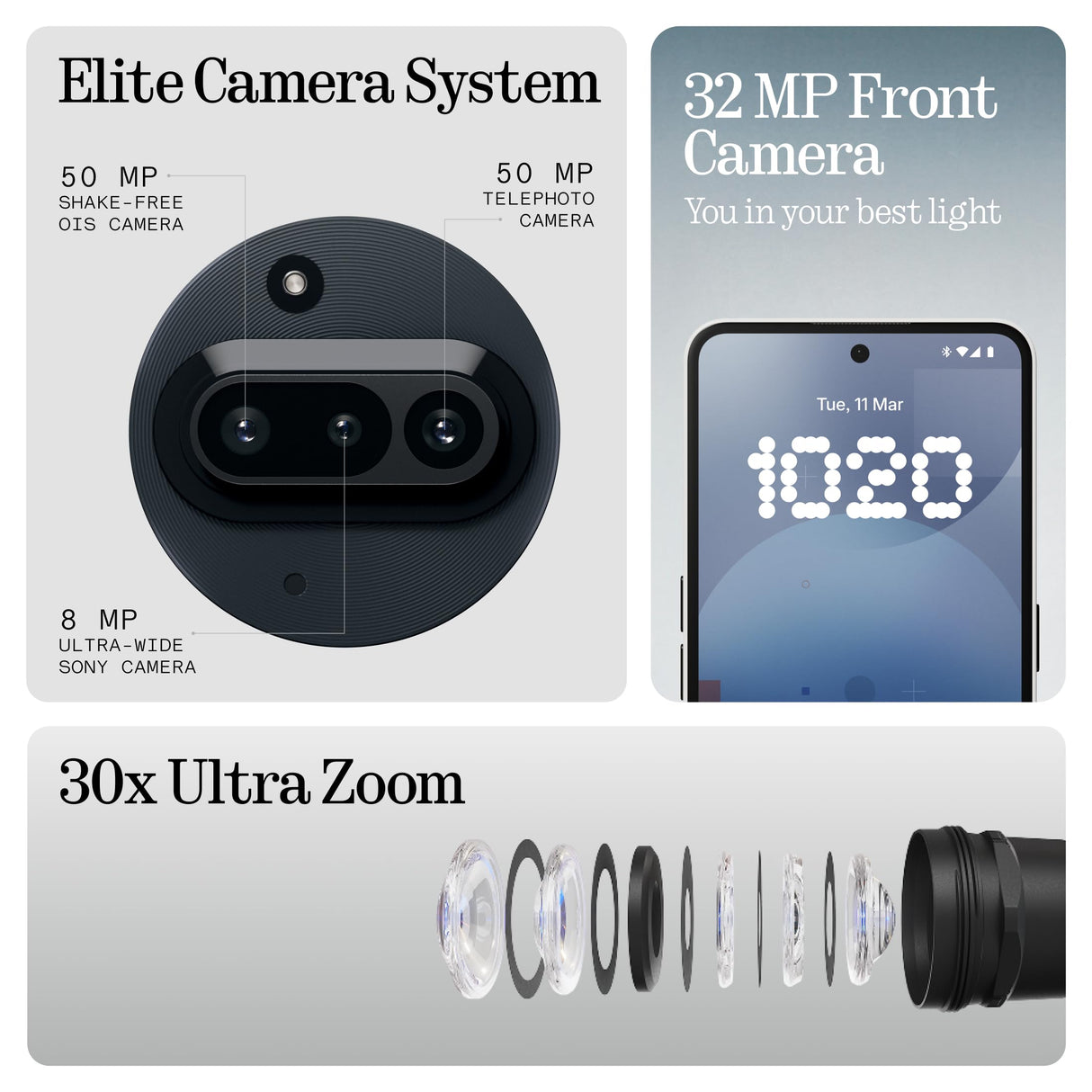Nothing Phone (3a) 256 GB - Smartphone con cámara Delantera de 32 MP, Ultra Zoom 30x, Carga rápida a 50W y Pantalla AMOLED Flexible FHD+ de 6,77" - Negro