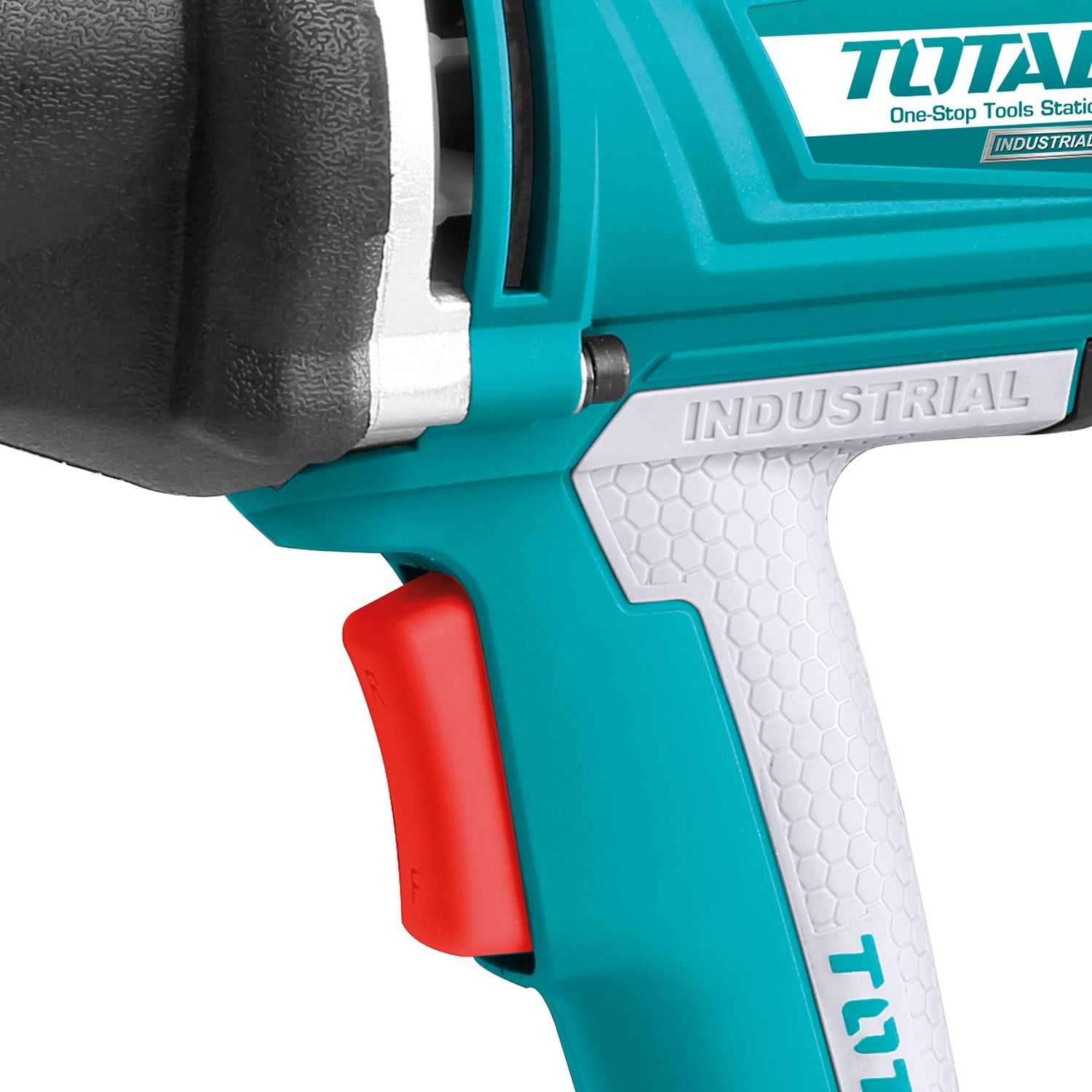 TOTAL - Llave de Impacto a Cable de 550 Nm - Pistola Neumática Eléctrica - Carcasa de Aluminio con Protector de Goma - Incluye un Adaptador y 6 Llaves de Vaso