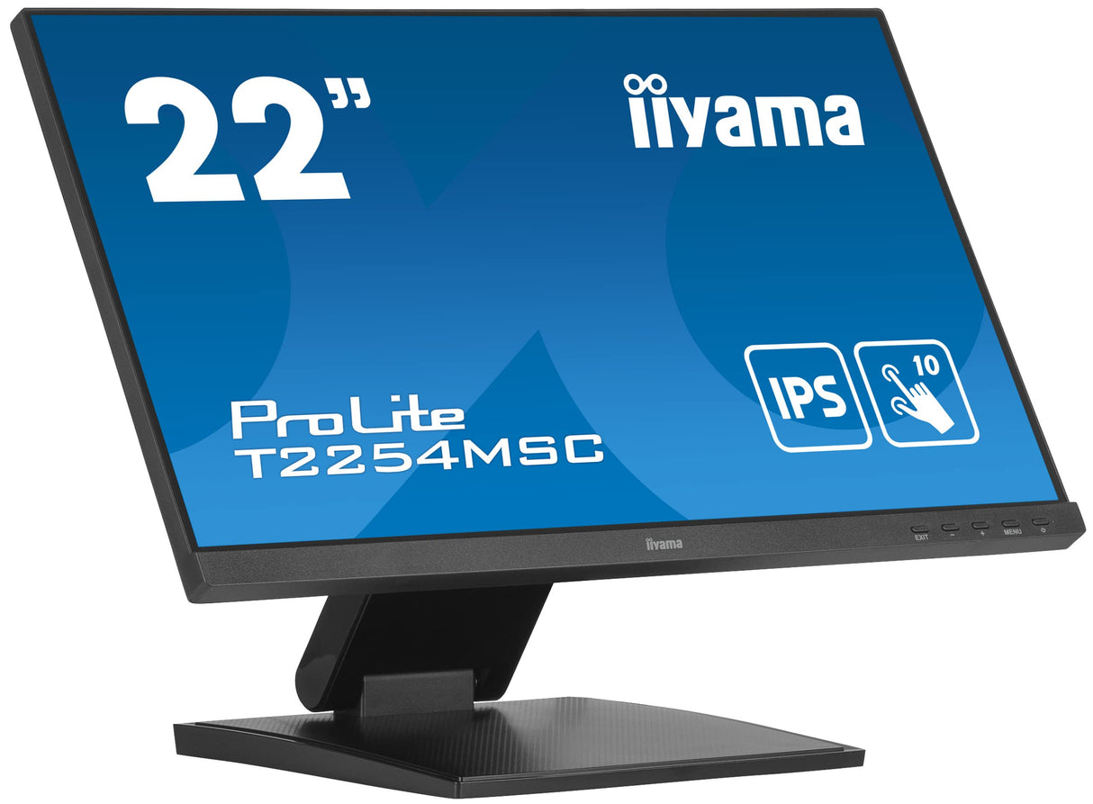 iiyama T2254MSC-B1AG 21,5" PCAP 10P Táctil, Anti Glare Coating, 1920x1080, Panel IPS, Slim Bezel, Altavoces, HDMI, DisplayPort, Double Hinge Stand, 250cd/m², USB HUB (2X 3.0), USB Táctil Interface