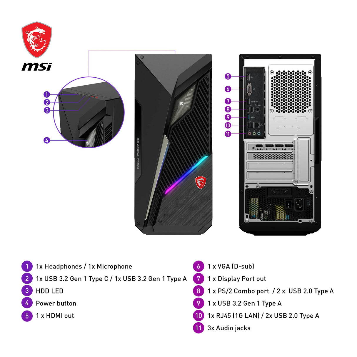 MSI mag Infinite S3 13NUD-1017FR PC Gaming - Procesador Intel Core i7-13700F, RTX 4060 Ti, 16GB RAM DDR5, 1TB SSD PCIe 3.0 NVMe, Fuente de alimentación 80 Plus Bronce, Wi-Fi 6E - Windows 11 Familia