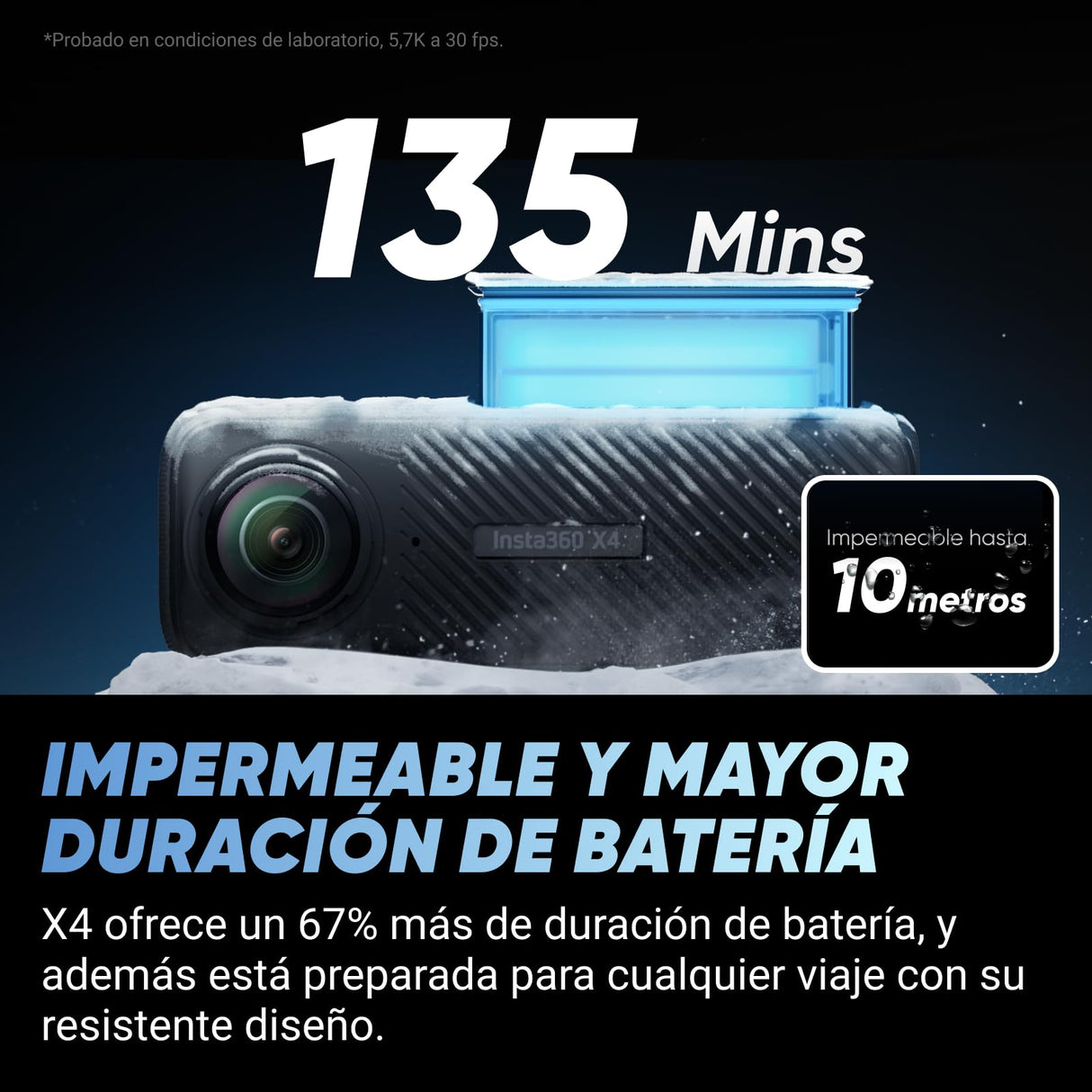 Insta360 X4 Paquete de Manillar Motero - Cámara de acción Impermeable 8K 360, Vídeo 4K Gran Angular, Efecto Selfie Stick Invisible, Protectores de Lente Extraíbles, 135 Min Batería, Edición IA