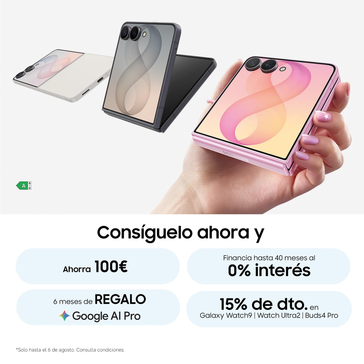 Samsung Galaxy Z Flip8, 256 GB, Teléfono Móvil con IA, Rosa