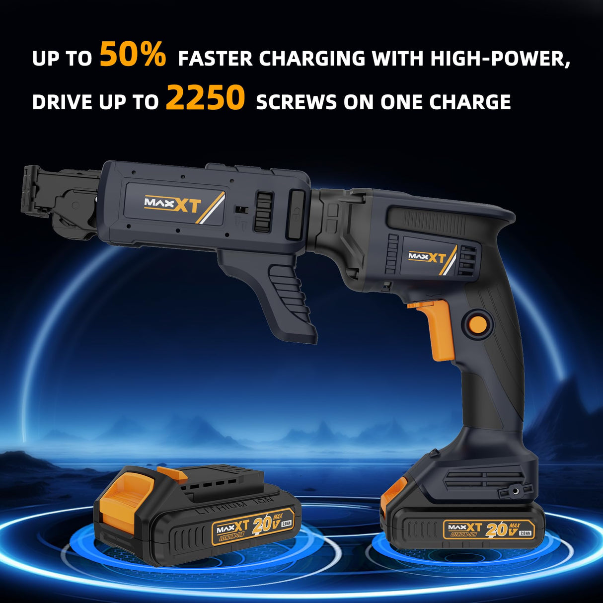 Atornillador Inalámbrico Drywall Professional, MAXXT 20V Pistola Atornilladora para Paneles de Yeso sin Escobillas Autofeed 5000RPM, Destornillador de Paneles de Yeso con Batería de 2.0Ah y Cargador
