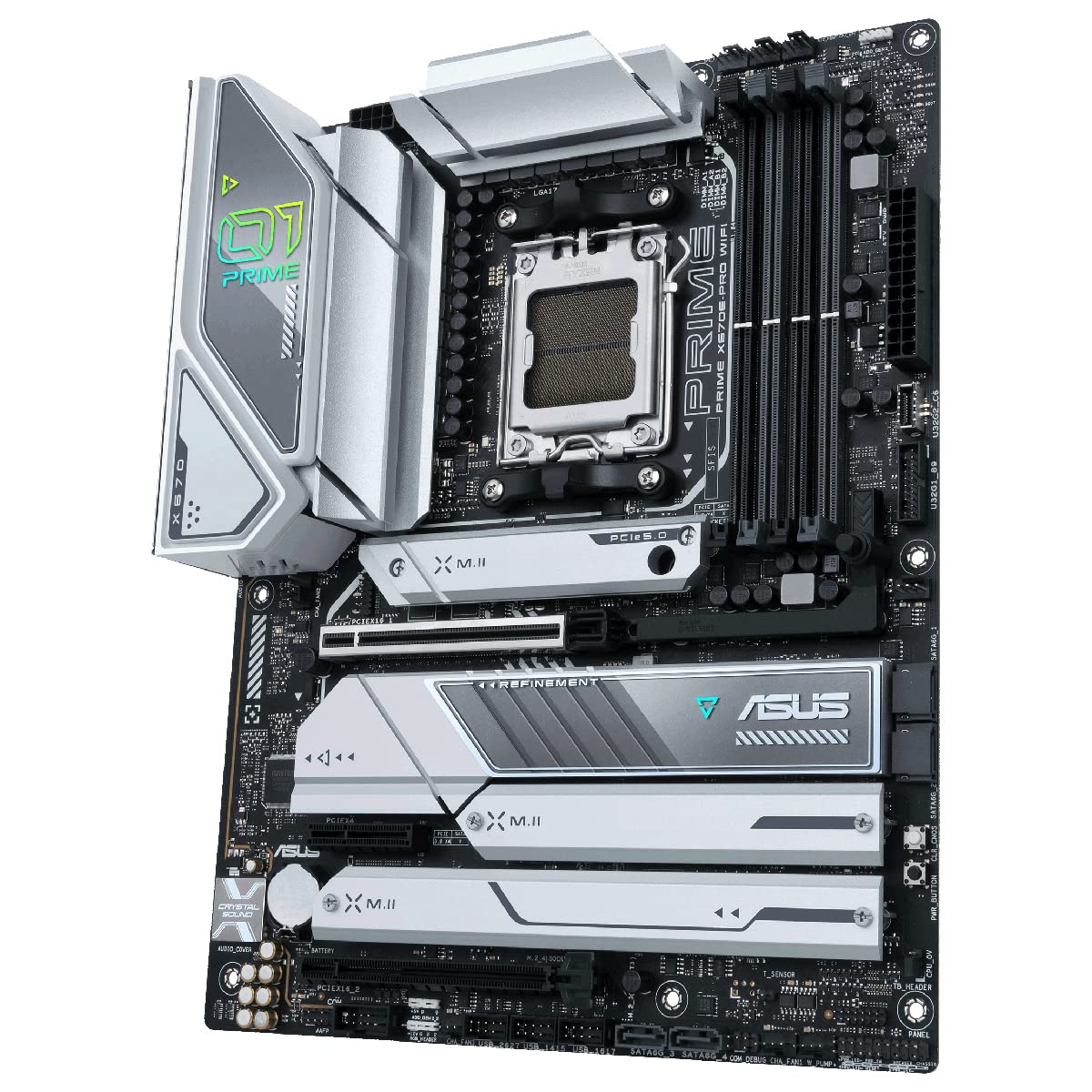 ASUS Prime X670E-PRO WiFi - Placa Base ATX (AMD Ryzen AM5, PCIe 5.0, 4 Ranuras M.2, DDR5, USB 3.2 Gen 2 x 2 de Tipo C, Compatible con USB4, WiFi 6E y Ethernet de 2,5 GB)