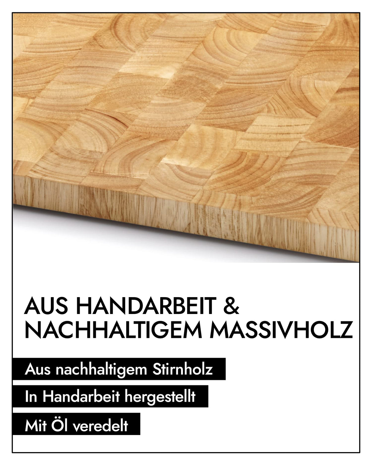 Continenta multifunción de Tabla para Cortar de Madera, con 3 cajones de Acero Inoxidable, 50 x 32,5 x 8 cm