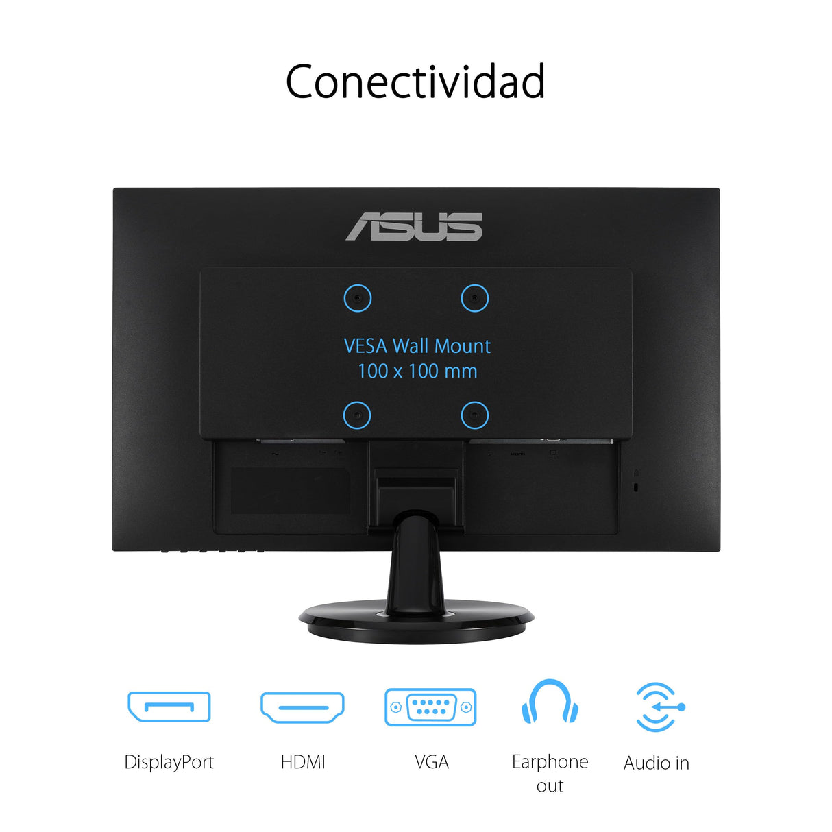 ASUS VA24DQFR Monitor Gaming Eye Care de 23.8 Pulgadas, IPS, Full HD, sin Marcos, 100 Hz, sincronización adaptativa, 1 ms MPRT, HDMI, DisplayPort, VGA, Baja luz Azul, antiparpadeo, Montaje en Pared