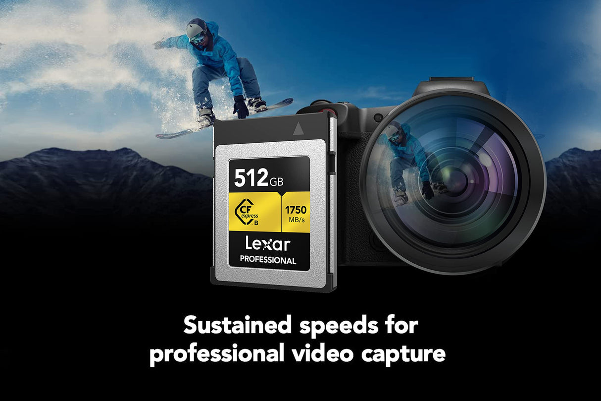 Lexar Professional 512GB CFexpress Tarjeta, Type B Tarjeta CF, hasta 1750 MB/s de Lectura, Adopte PCIe 3.0 y NVMe, Tarjeta de Memoria para fotógrafo Profesional, videógrafo (LCXEXPR512G-RNENG)