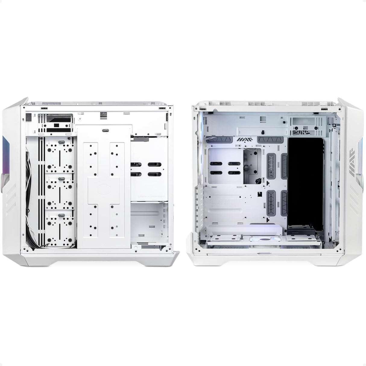 Cooler Master HAF 700 EVO White Caja PC – Full-Tower, Admite E-ATX, 5 Fans, Soportes de Radiador Giratorios, Refrigeración High-Airflow, Pantalla LCD Real-Time, Aspas ARGB Edge-Lit, Panel Lateral TG