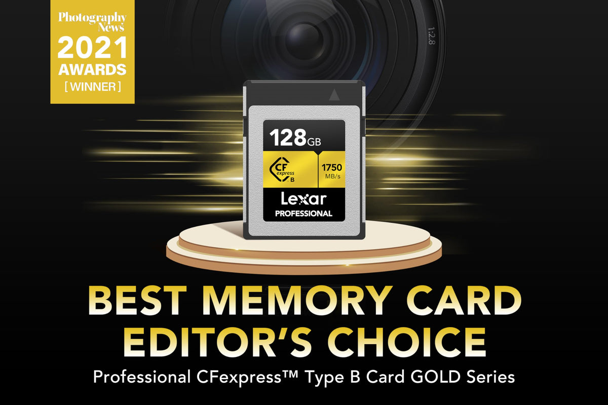 Lexar Tarjeta CFexpress 128 GB Profesional Serie Gold, Tarjeta CF Tipo B, hasta 1750 MB/s de Lectura, adopta PCIe 3.0 NVMe, Tarjeta de Memoria para fotógrafo Profesional, videógrafo(LCXEXPR128G-RNENG)