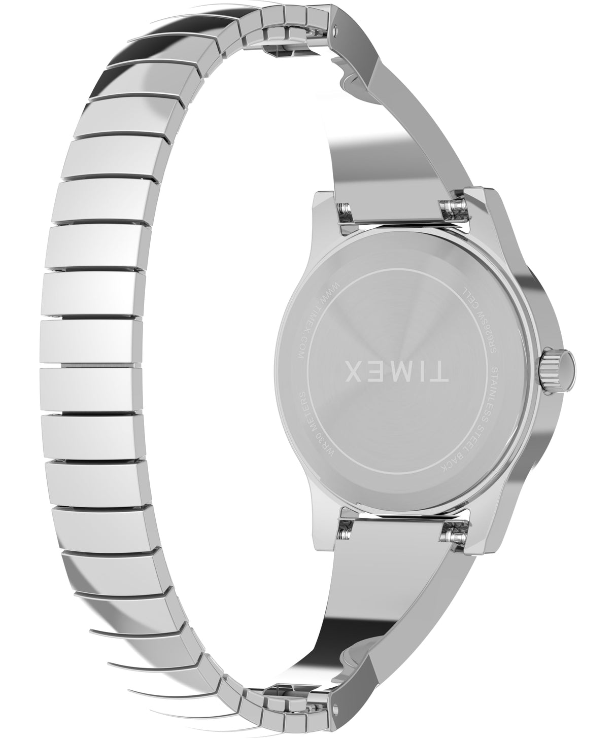 Timex Main Street TW2Y39400 - Reloj de Mujer 25 mm, Brazalete Extensible de Acero Inoxidable en Tono Plateado, Esfera Azul y Caja en Tono Plateado